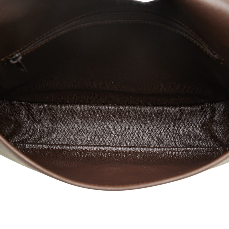 Burberry Check Logo Canvas Leather Shoulder Bag