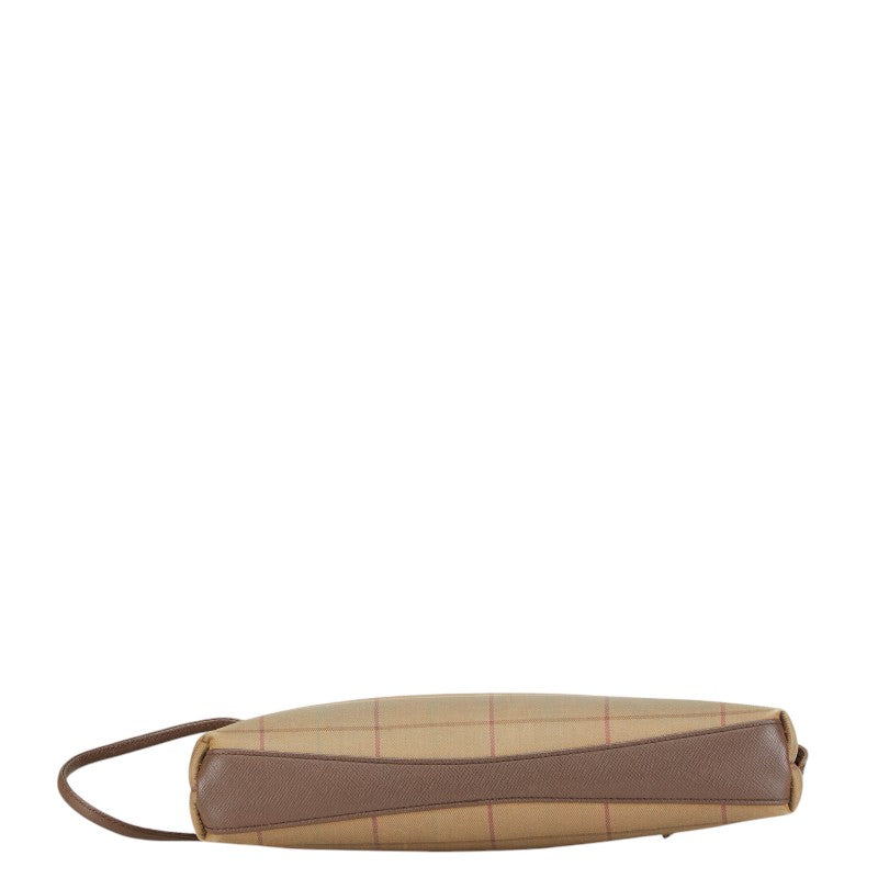 Burberry Check Canvas Leather Clutch Bag