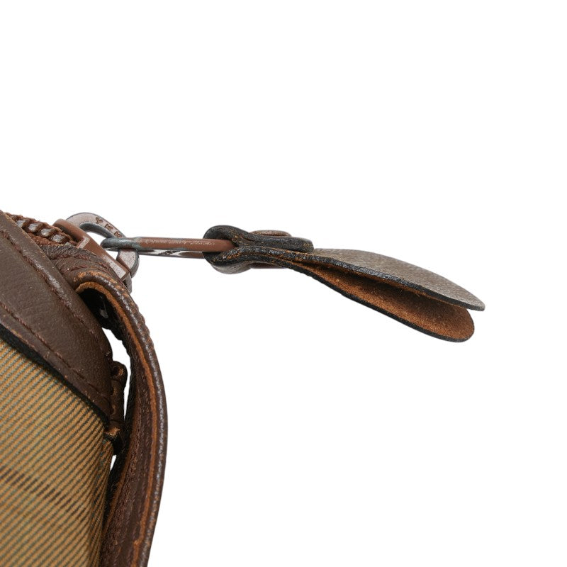 Burberry Check Canvas Leather Clutch Bag