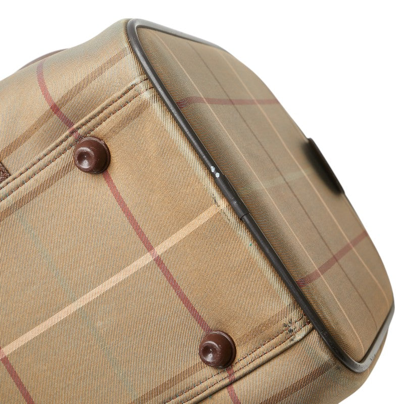 Burberry Check Leather Canvas Boston Bag