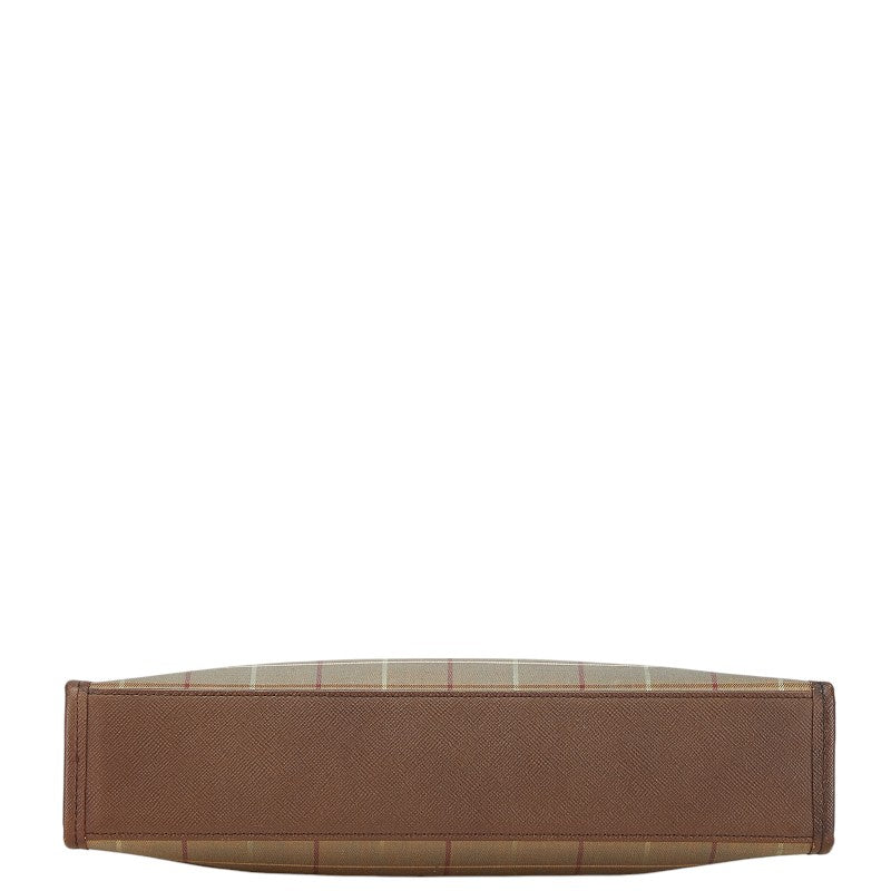 Burberry Check Canvas Leather Clutch Bag