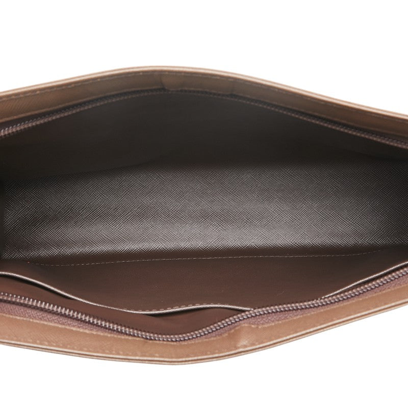 Burberry Check Canvas Leather Clutch Bag