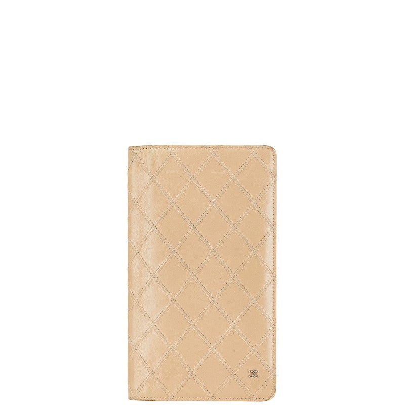Chanel Beige Leather Bicolor Long Wallet