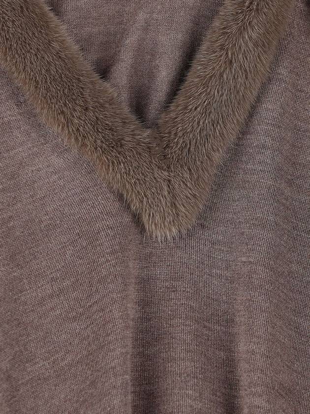 Fendi V-Neck Knit Top Grey