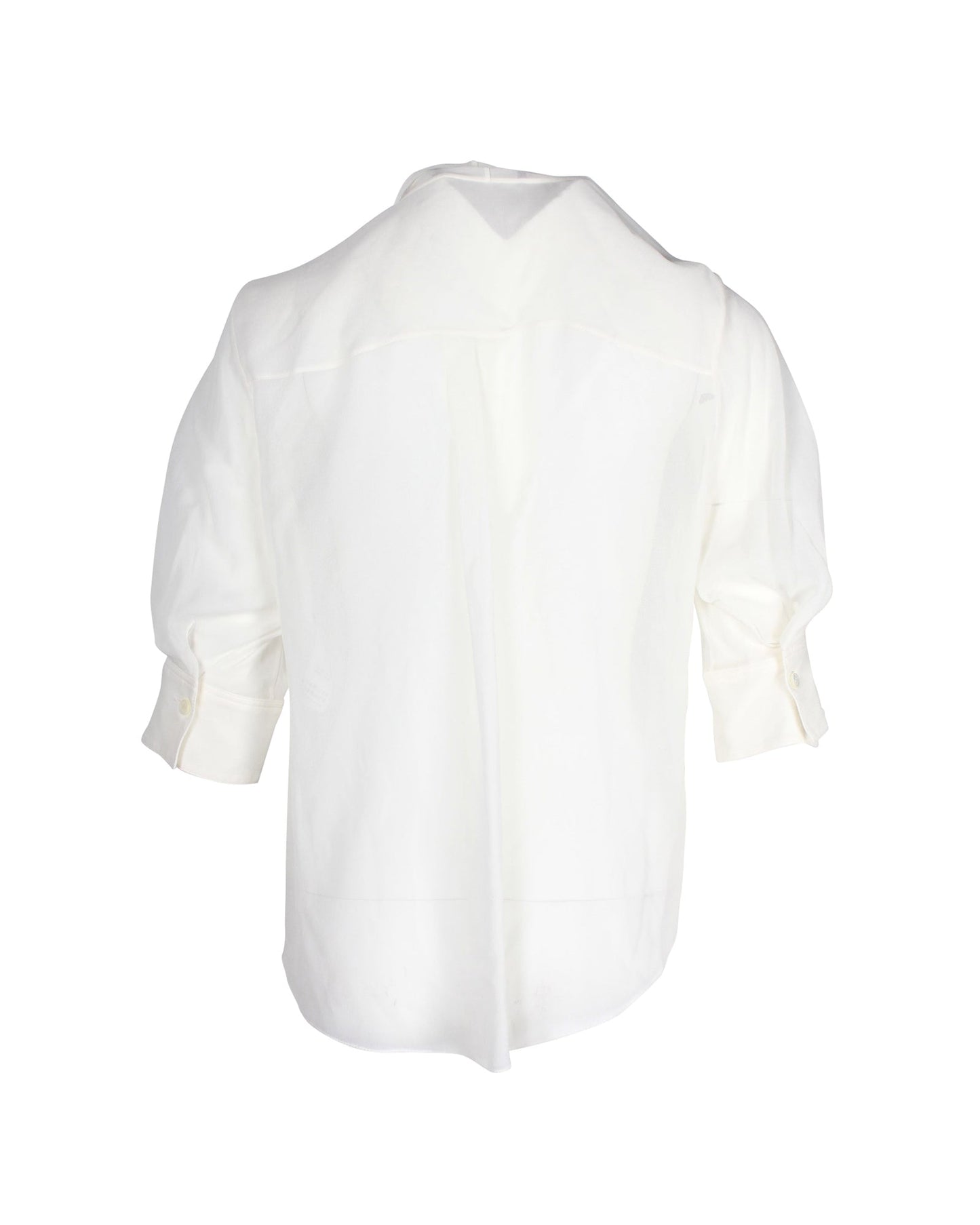 Chloe Scarf Collar Blouse in White Silk