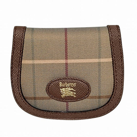 Burberry Check Canvas Leather Coin Case