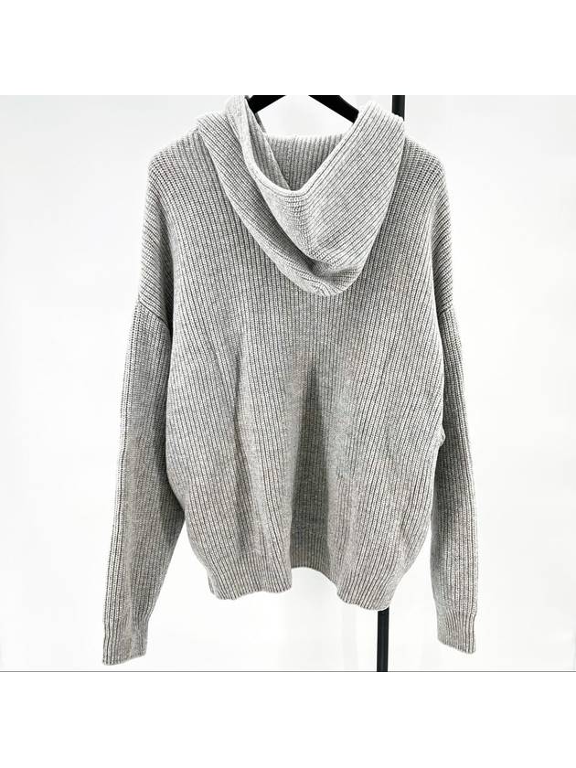 CELINE Ribbed wool knit hoodie gray L size
