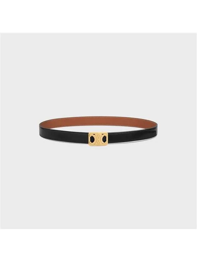 CELINE Reversible Frame Triomphe Leather Belt Tan Black