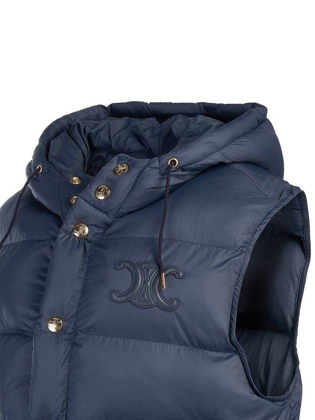 CELINE Triomphe Patch Hooded Down Vest Light Navy