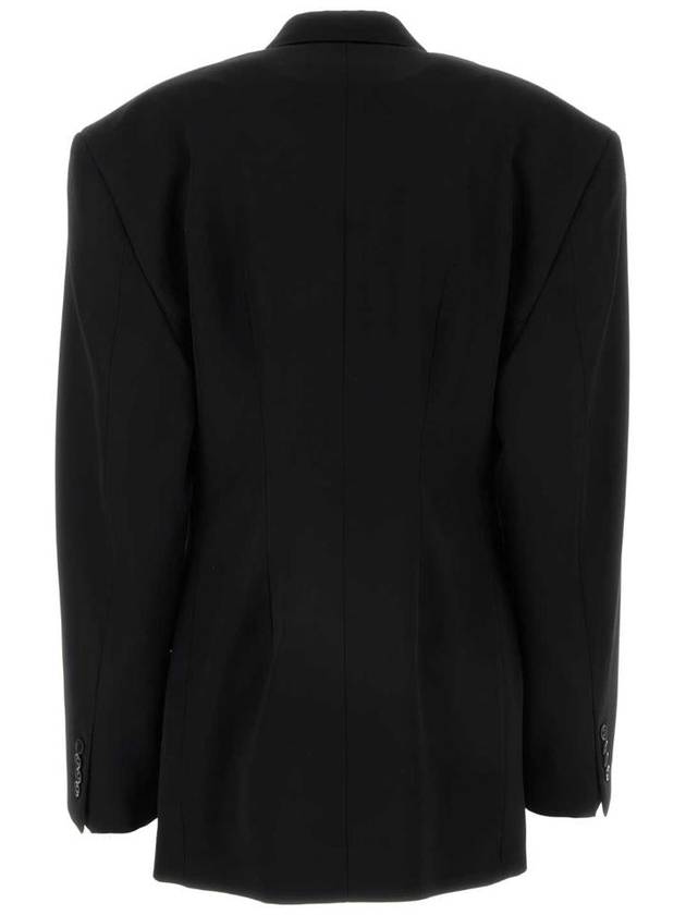 Balenciaga Cinched Double Breasted Wool Jacket Black
