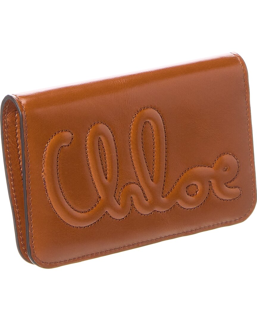 Chloe Logo Leather Card Case