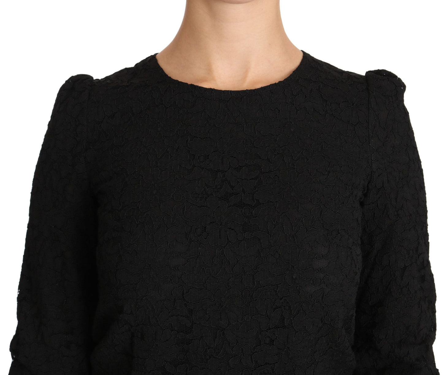 Dolce & Gabbana Black Floral Lace Zipper Top Women's Blouse