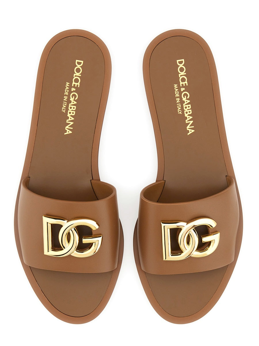 Dolce & Gabbana Women Leather Slide Sandal