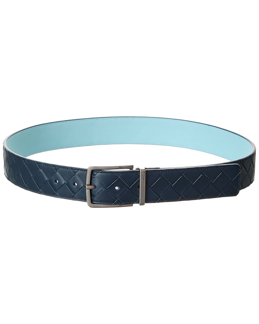 Bottega Veneta Intrecciato Leather Belt 105 Blue