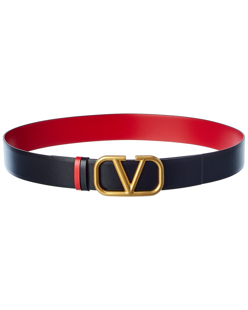 Valentino Vlogo 40Mm Reversible Leather Belt Black