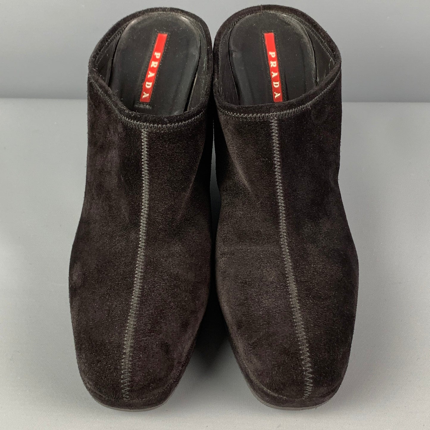 PRADA Size 7.5 Black Suede Slip On Boots