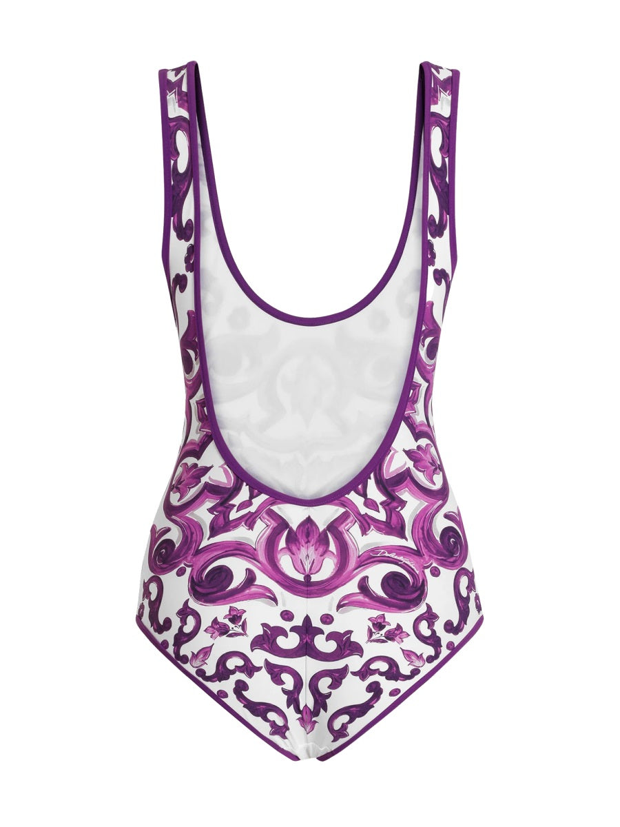 Dolce & Gabbana Women Majolica Print One Piece Swimsuit