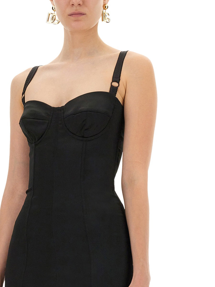 Dolce & Gabbana Women Satin Bustier Longuette Dress