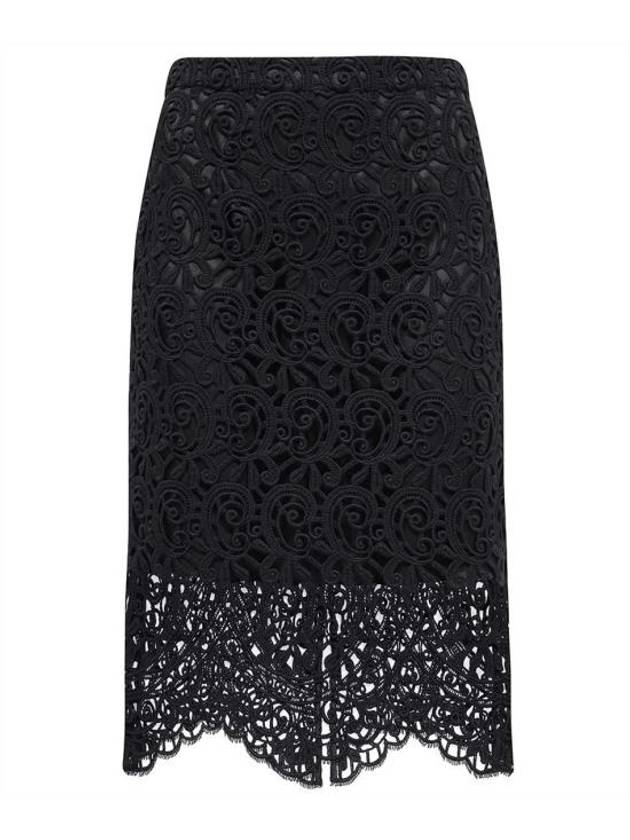 Burberry Macrame Lace Pencil Skirt Black