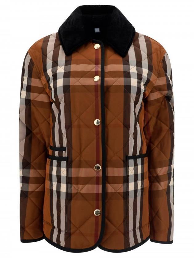 Burberry Women's Check Diamond Quilted Jacket Brown
