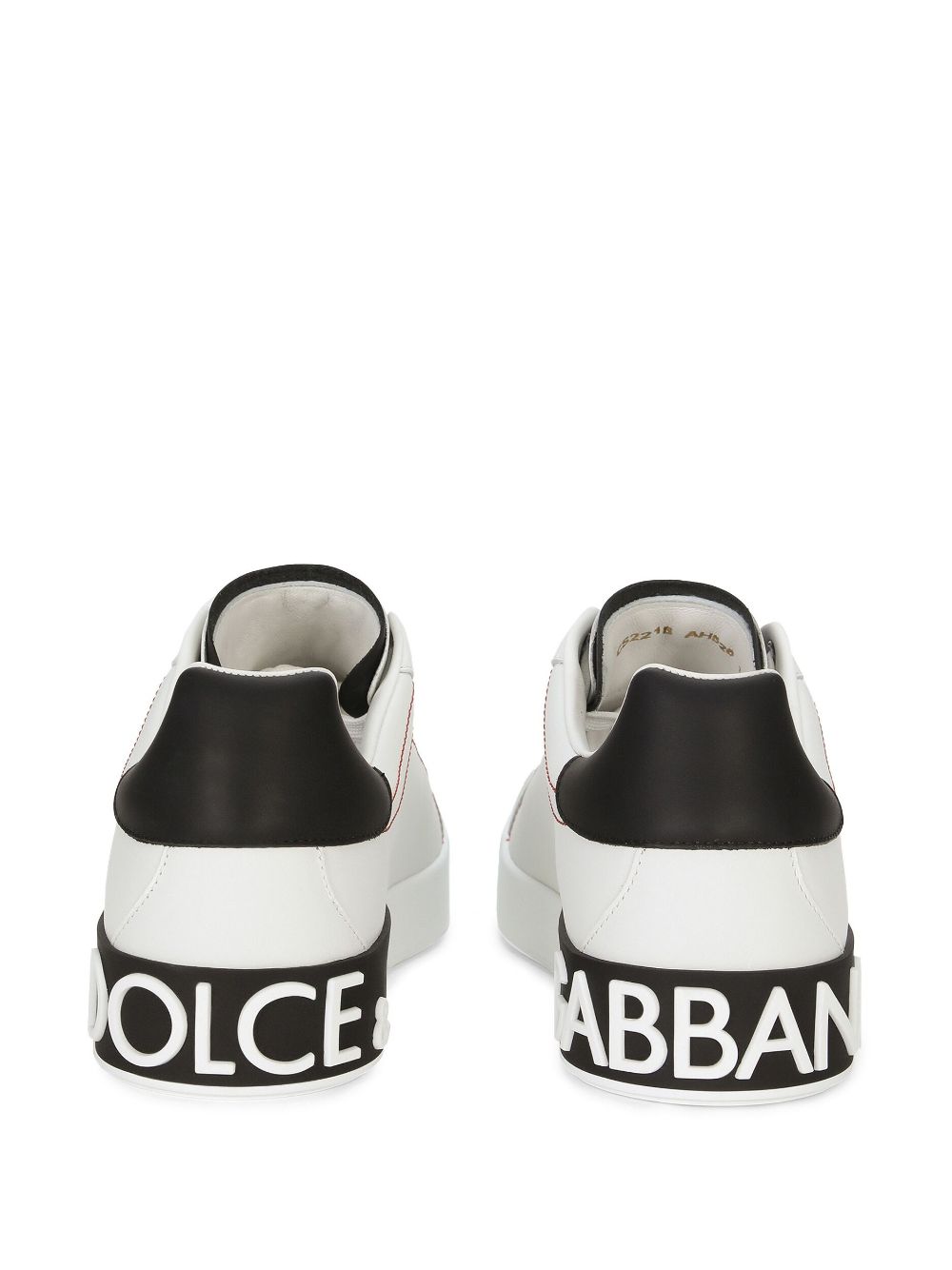 Dolce & Gabbana Men Portofino Leather Sneakers With Rubberized Logo