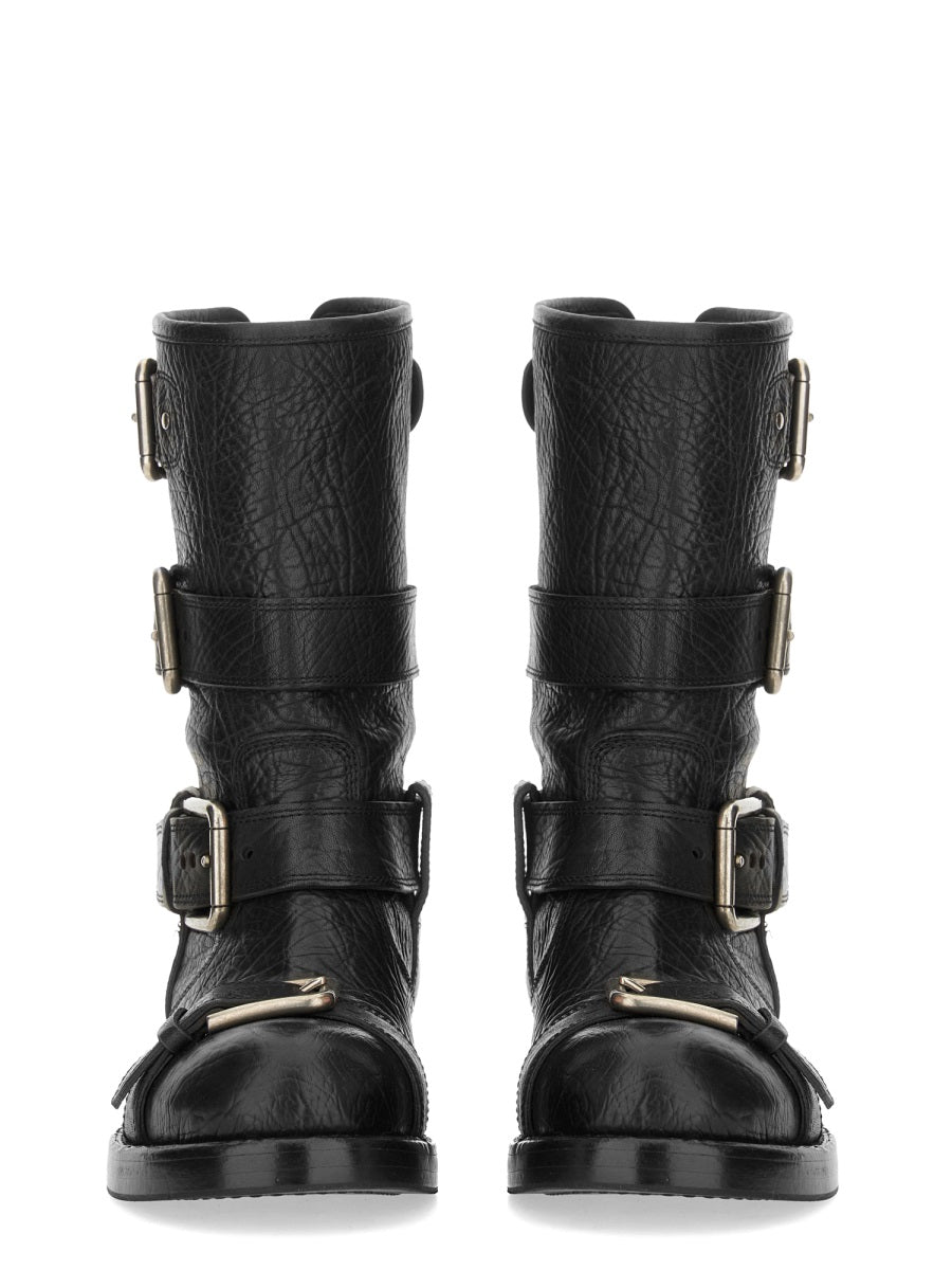 Dolce & Gabbana Women Leather Boot With Buckles