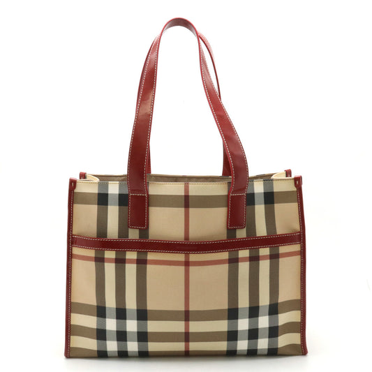 Burberry Checkered Tote Bag PVC Leather