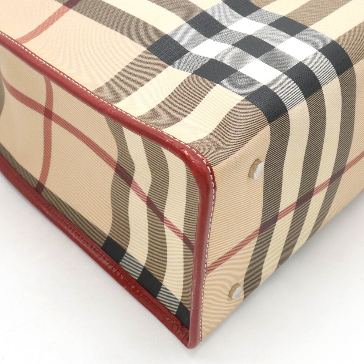 Burberry Checkered Tote Bag PVC Leather