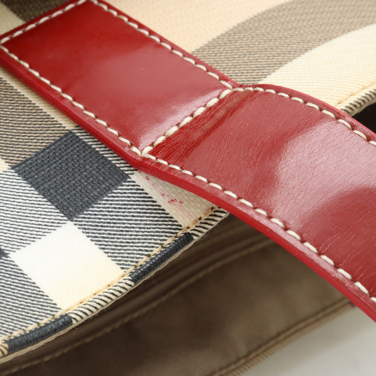 Burberry Checkered Tote Bag PVC Leather
