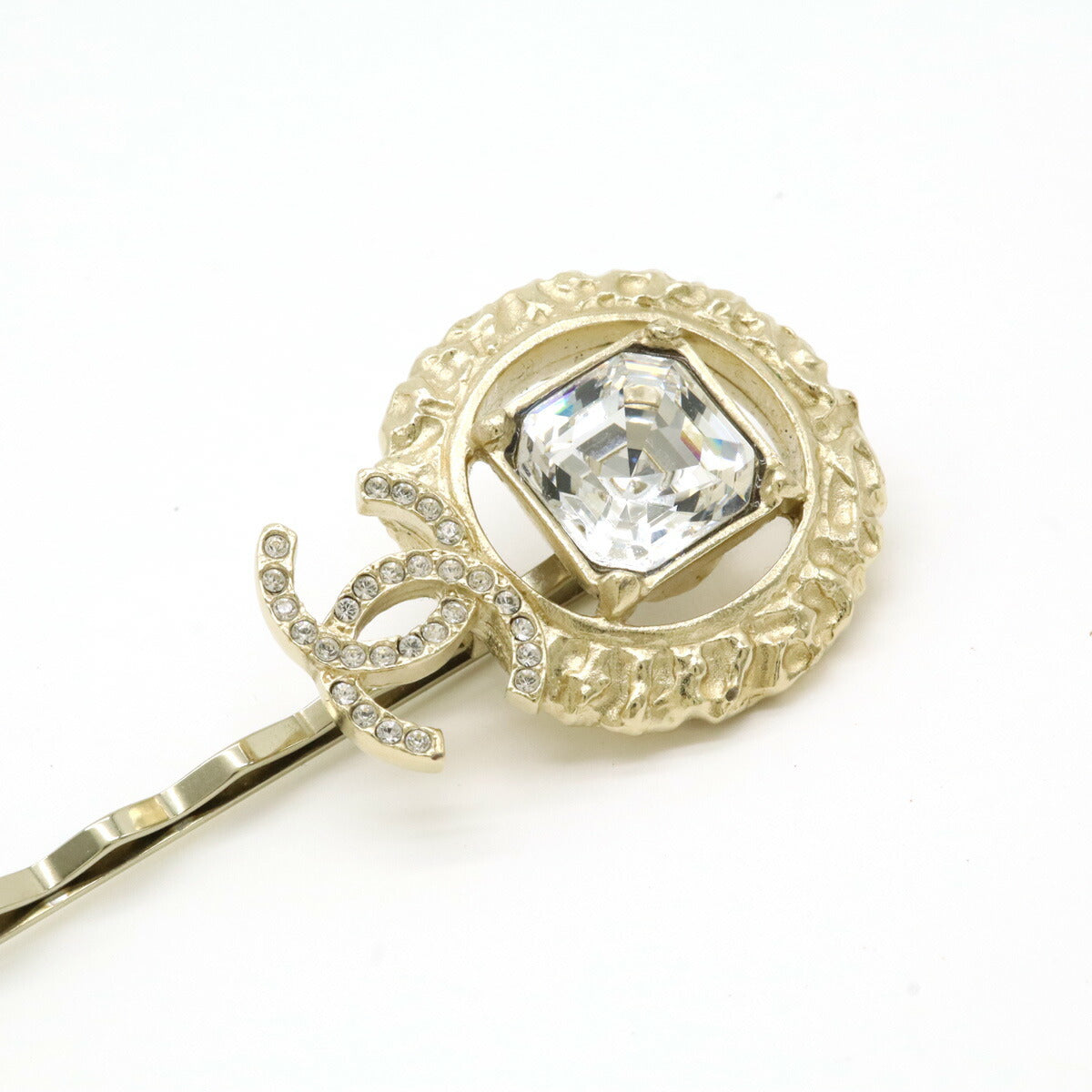 Chanel CC Mark Hairpin Rhinestone Gold