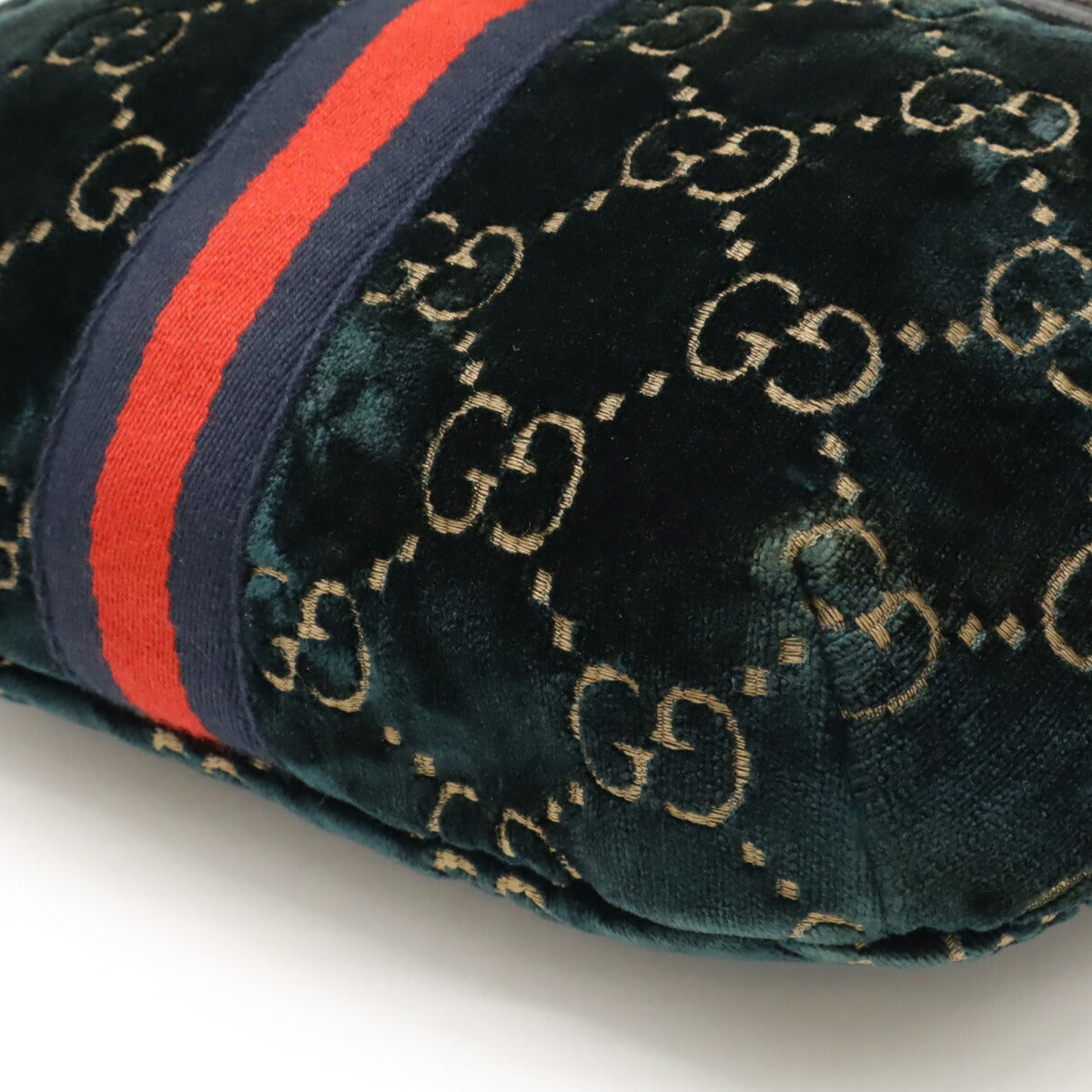 Gucci GG Velvet Shearling Line Belt Bag 574968 Leather Green
