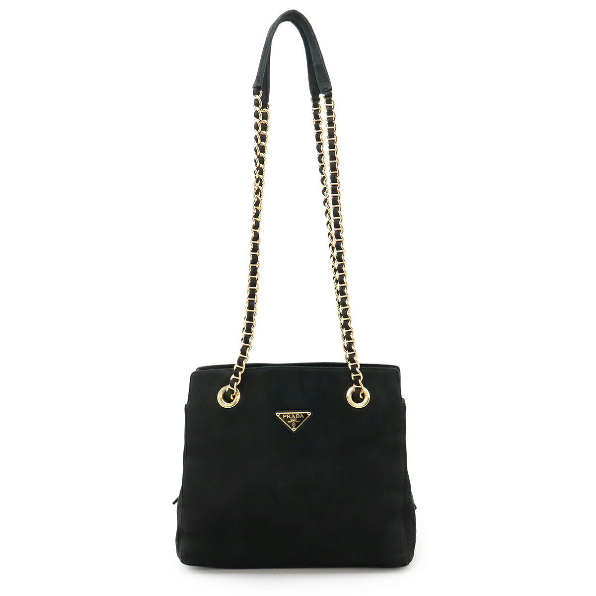 Prada Triangle Logo Suede 2way Bag