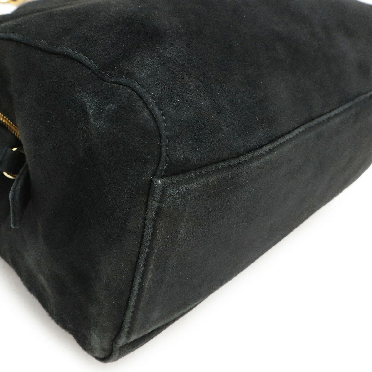 Prada Triangle Logo Suede 2way Bag