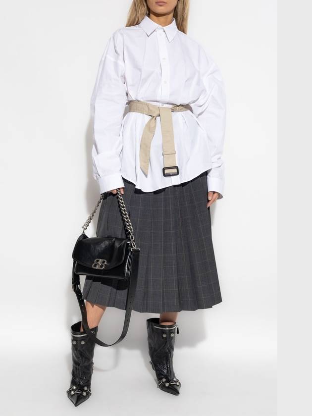 Balenciaga long sleeve belted shirt white