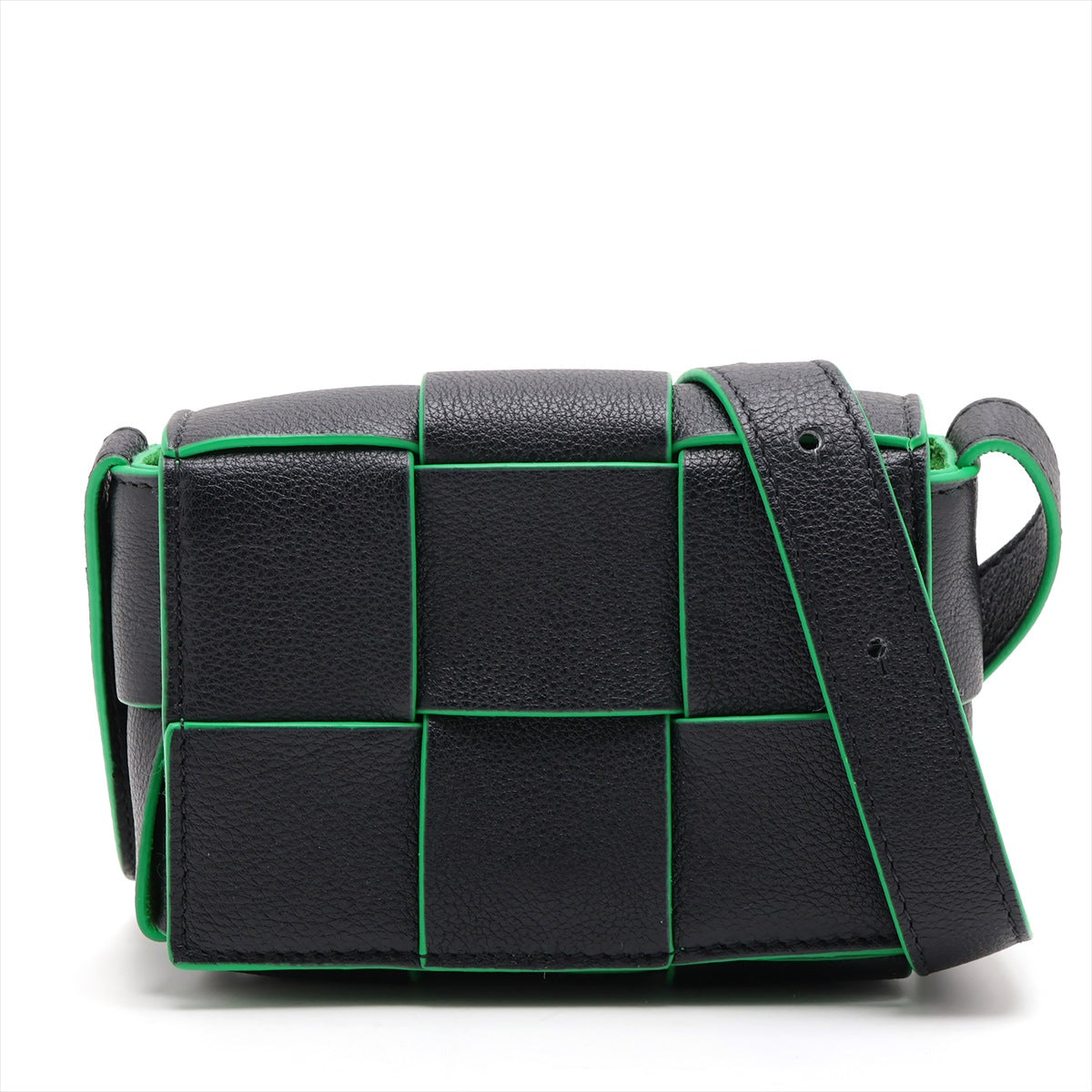 Bottega Veneta Mini Set Leather Shoulder Bag Black X Green
