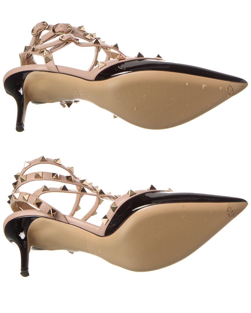 Valentino Rockstud Caged 65 Patent Ankle Strap Pump