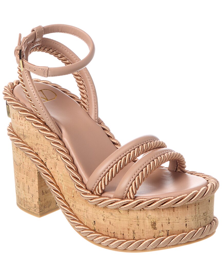 Valentino Vlogo 130 Rope & Leather Platform Sandal Pink