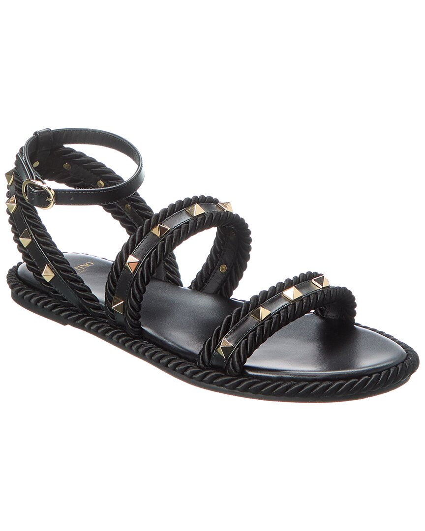 Valentino Rockstud Leather Sandal Black