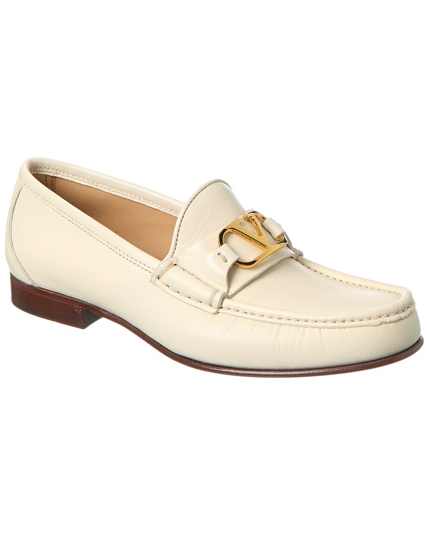 Valentino Vlogo Leather Loafer White