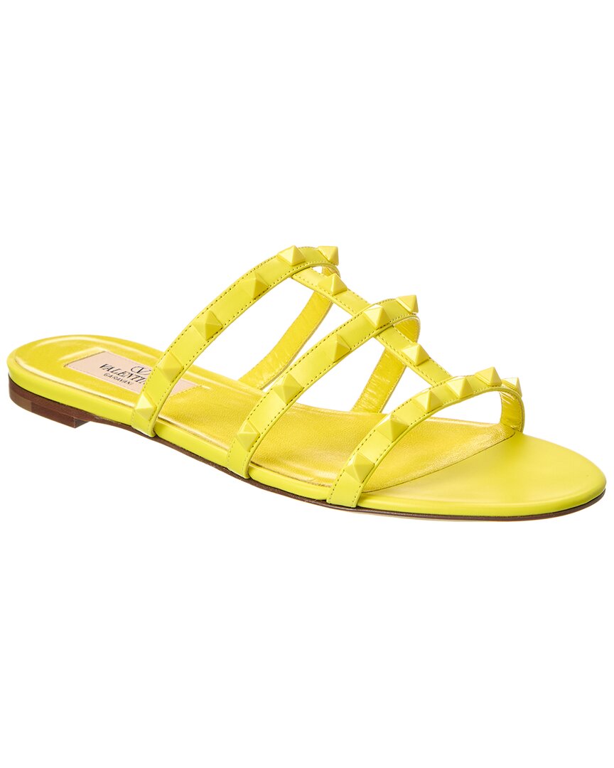 Valentino Rockstud Caged Leather Sandal Yellow