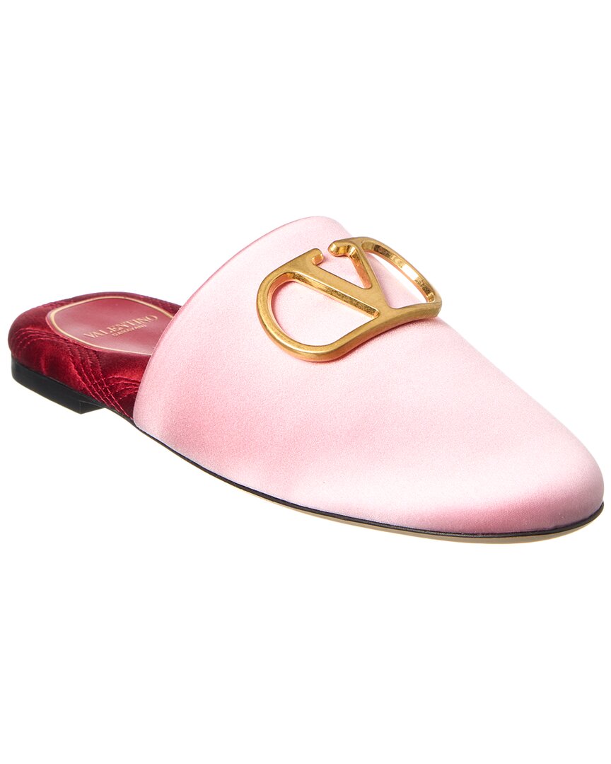 Valentino Vlogo Signature Satin Mule Pink