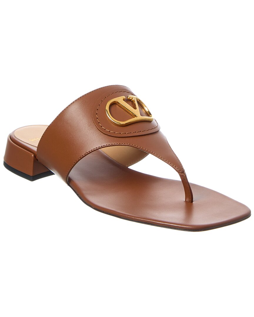 Valentino Vlogo Signature Leather Sandal Brown Multi