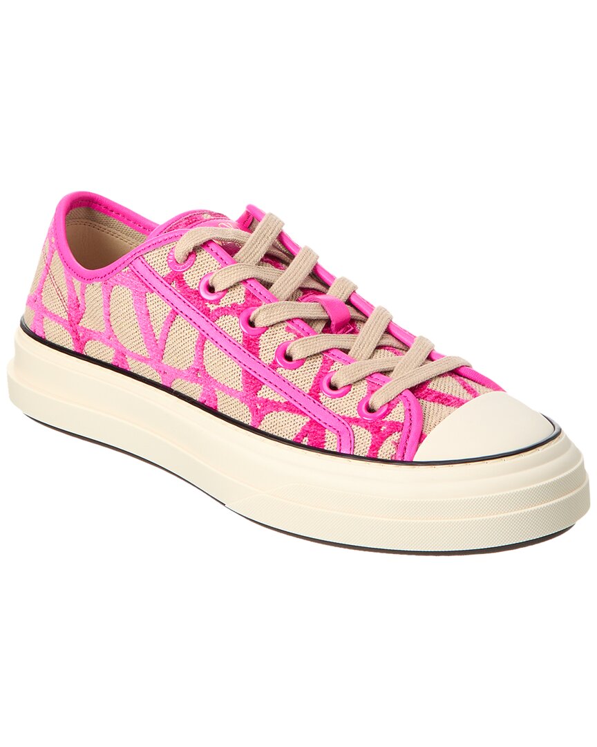 Valentino Toile Iconographe Canvas & Leather Sneaker Pink