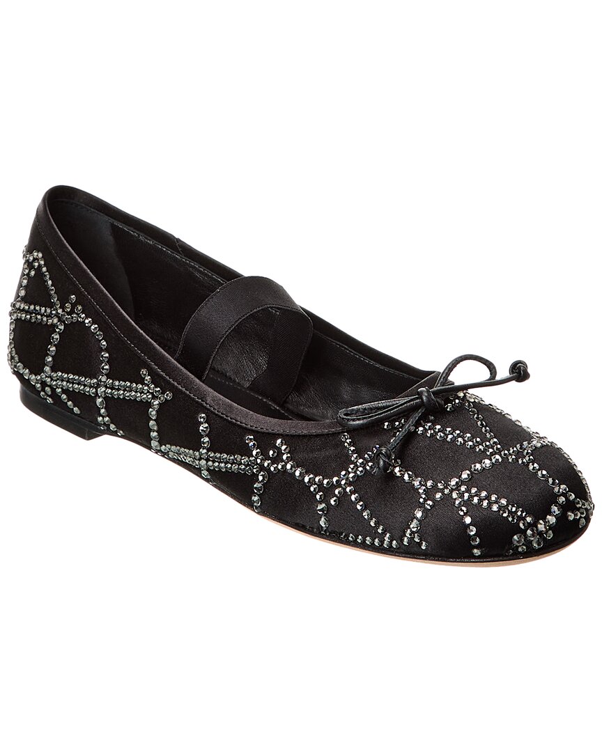 Valentino Vlogo Toile Iconographe Satin Ballerina Flat Black