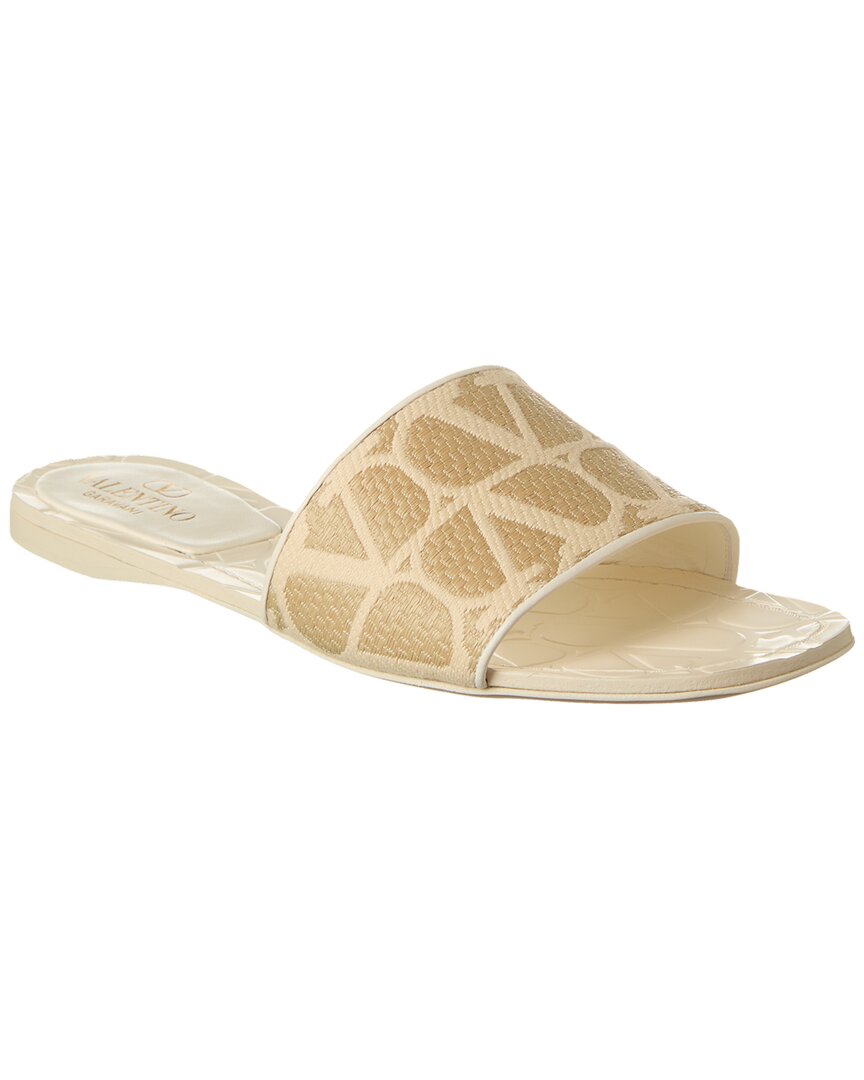 Valentino Vlogo Canvas & Leather Sandal White