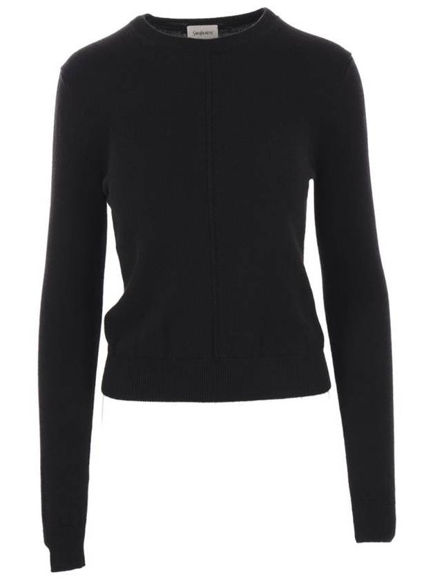 Saint Laurent Openwork Cashmere Sweatshirt Black
