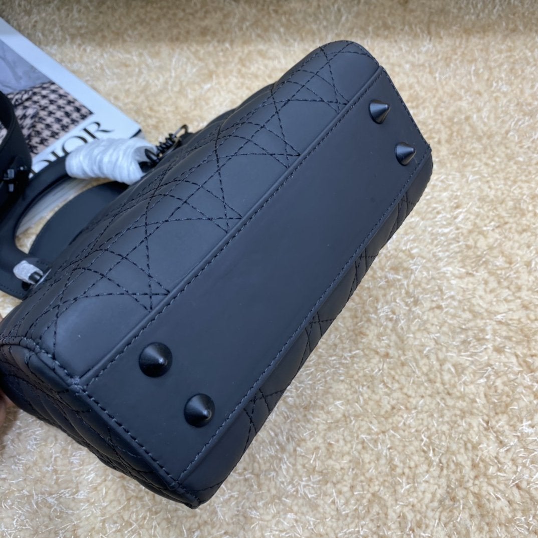 DIOR LADY MY ABC BAG 20CM BLACK ULTRAMETTE CANNAGE CALFSKIN