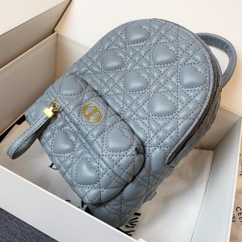 DIOR SMALL BACKPACK CLOUD BLUE CANNAGE LAMBSKIN