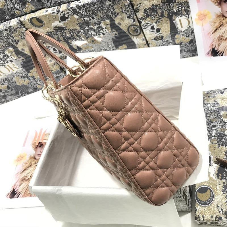 DIOR LARGE LADY BAG 32CM BEIGE CANNAGE LAMBSKIN