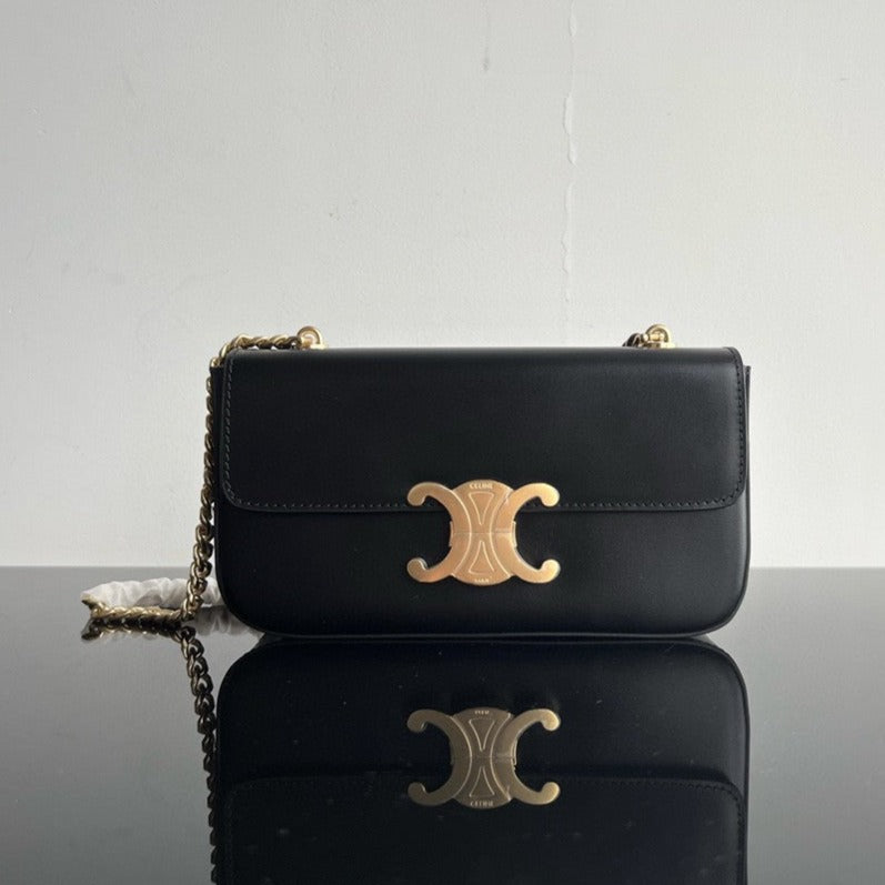 Celine CLASSIC TRIOMPHE 20 BLACK CALFSKIN GOLD HARDWARE